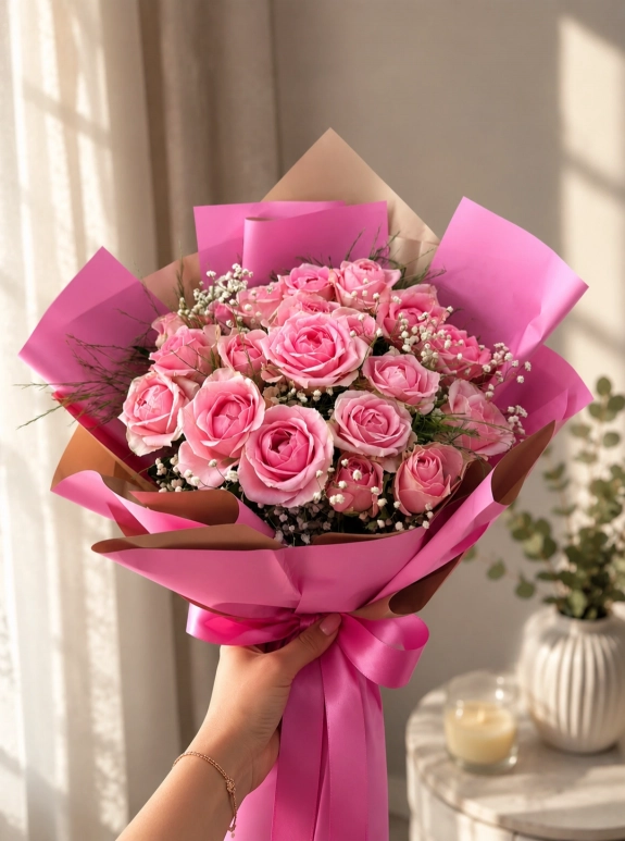 20'Li Premium Pembe Gül Buketi